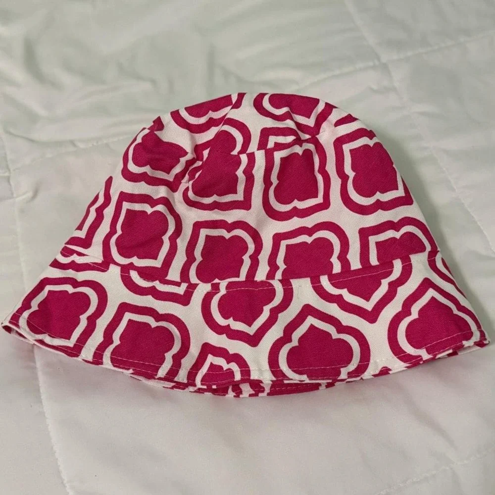 Pink and white women's or girl's bucket hat